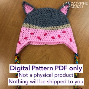 Patrón de crochet para gorro Rainbow Poptart Nyan Cat (PDF, descarga digital)