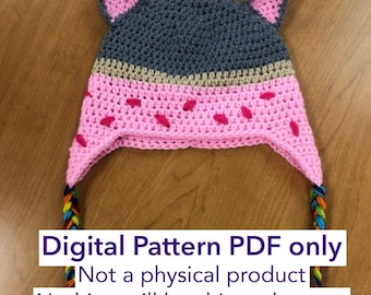 Patrón de crochet para gorro Rainbow Poptart Nyan Cat (PDF, descarga digital)