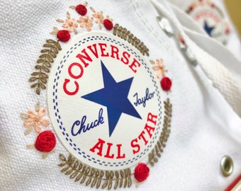 Custom converse Chuck Taylor  embroidered flower logo