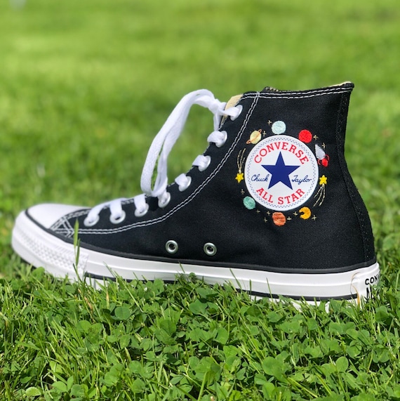 Custom Woman Chuck Taylor Converse Embroidered Space, Galaxy