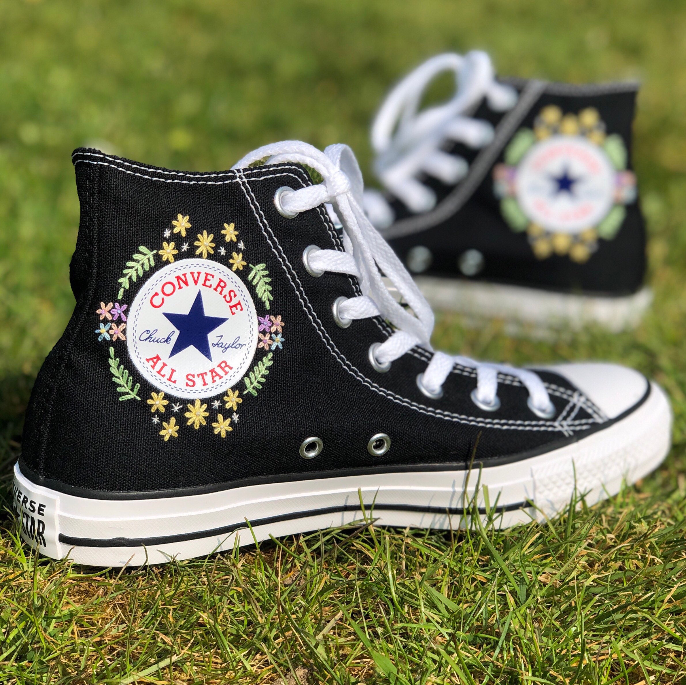 Custom Converse Chuck Taylor Embroidered Flower Logo - Etsy