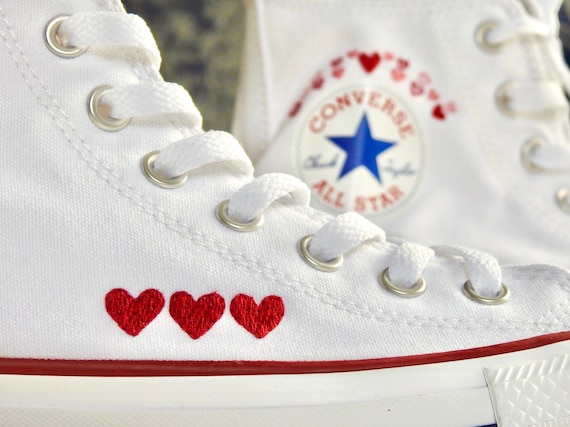 Custom Love Heart Chuck Taylor Converse Embroidered Etsy