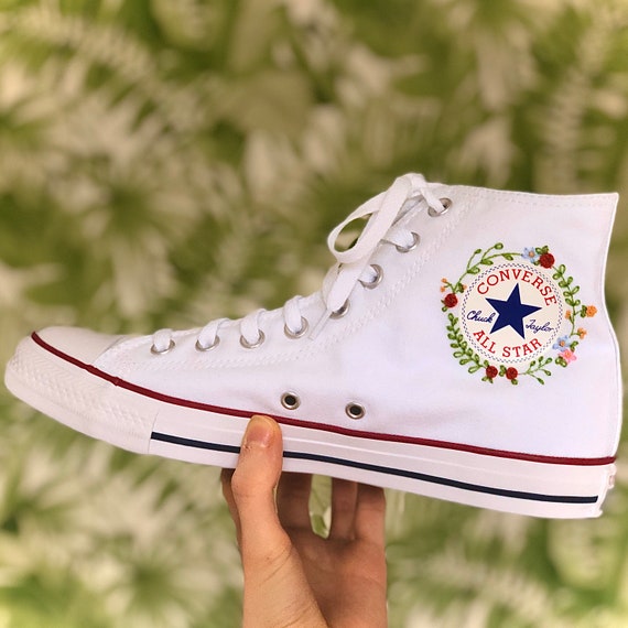 Custom Woman Converse Chuck Taylor Embroidered Flower Logo - Etsy