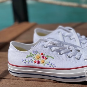hand embroidered bright floral Converse chuck Taylor shoes