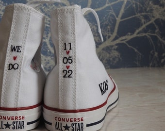 Custom hand embroidered wedding Converse