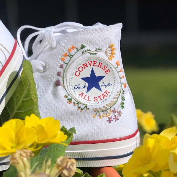 Custom converse Chuck Taylor  embroidered flower logo