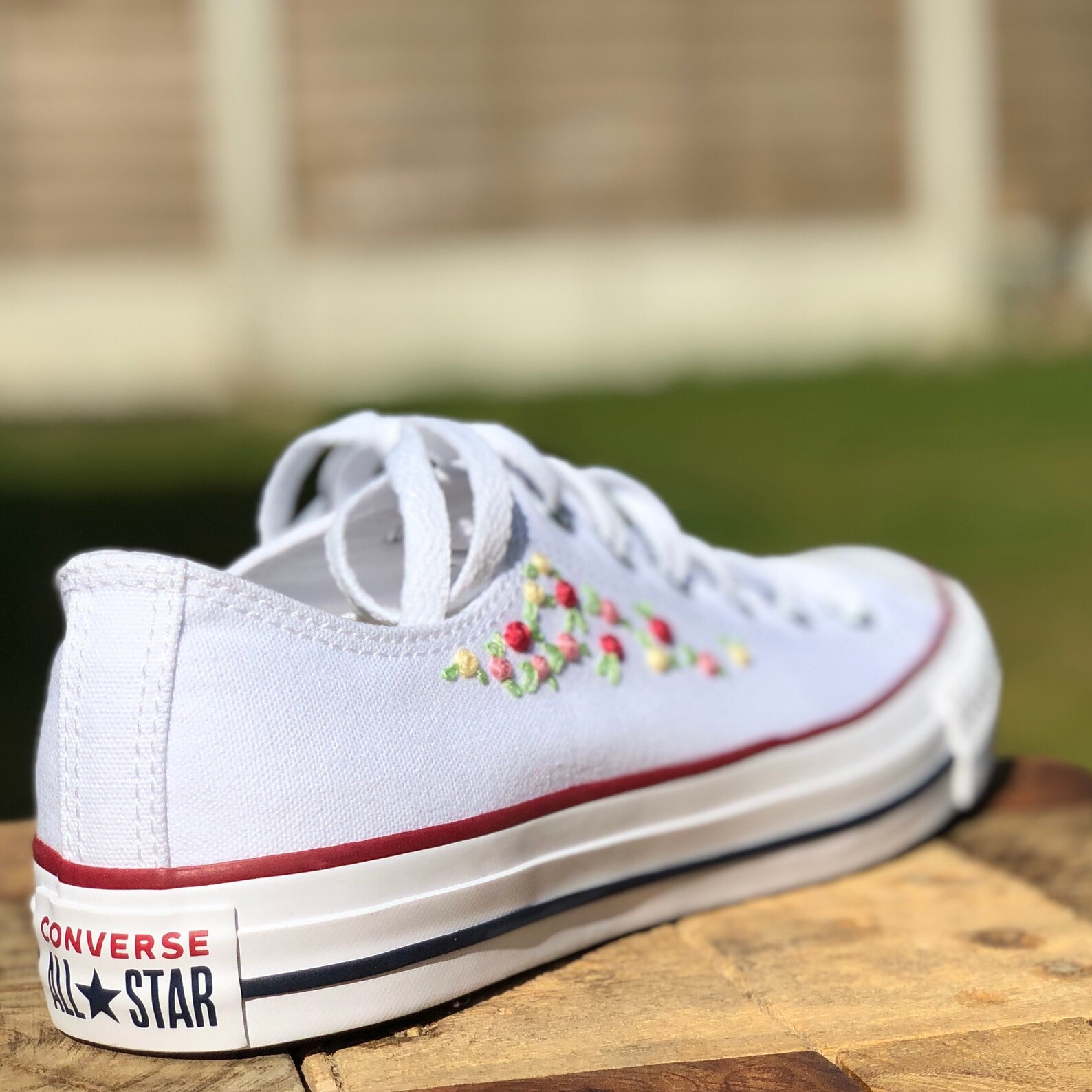 Custom woman Chuck Taylor converse embroidered pink roses Etsy