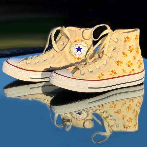 yellow embroidered converse