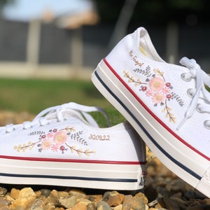 hand embroidered blush pink floral Converse chuck Taylor shoes