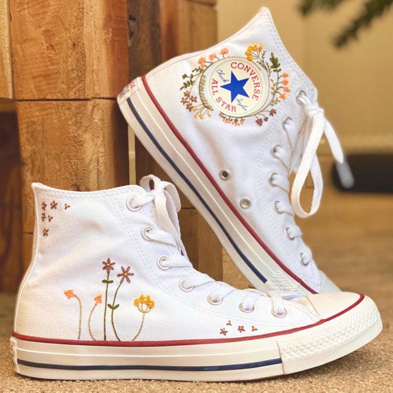 converse high tops with flowers