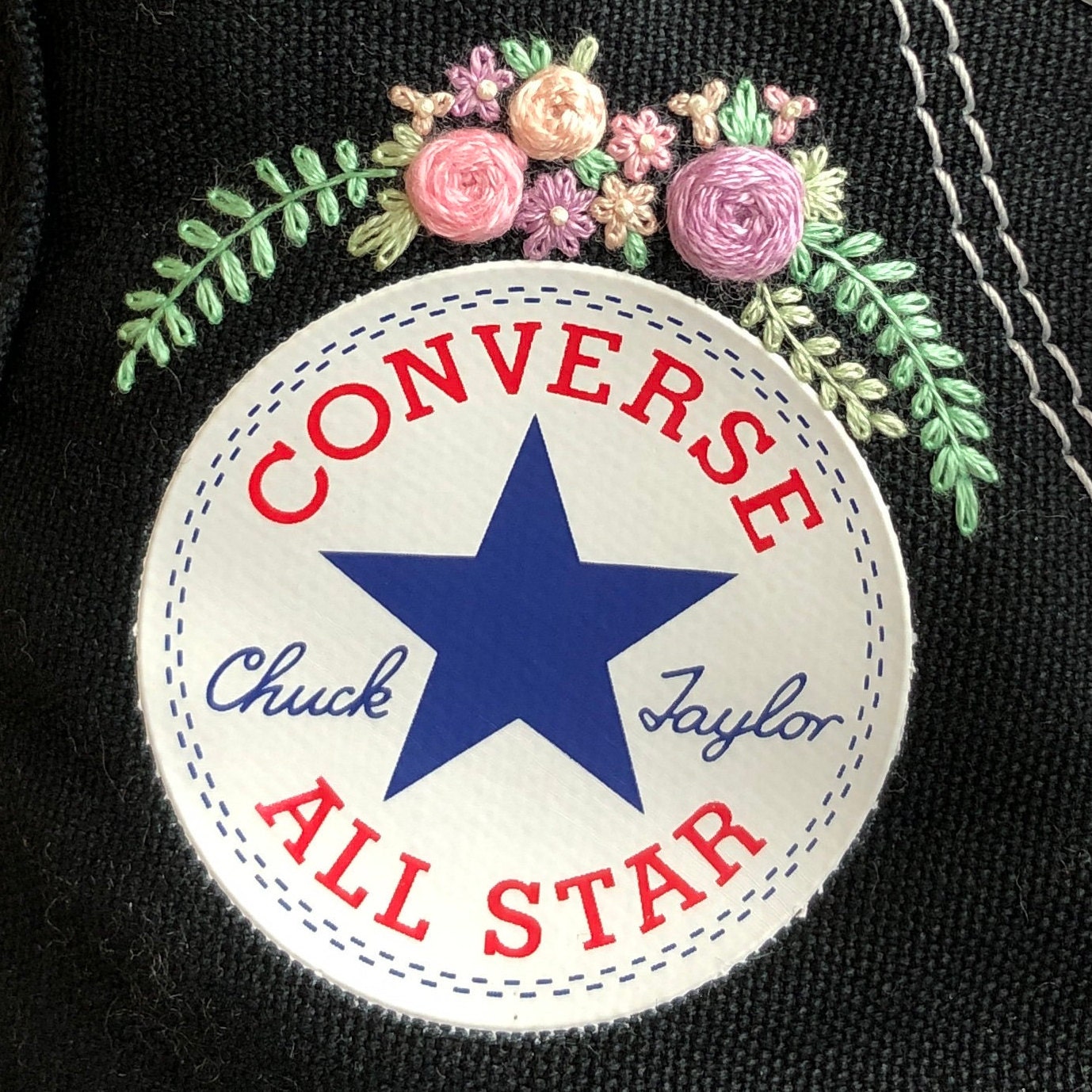 Embroidered Converse pastel Flower Crown | Etsy