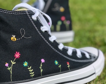 black flower converse