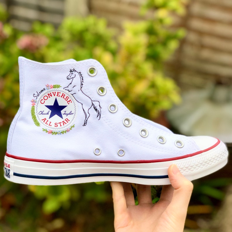 Embroidered horse converse high tops Etsy
