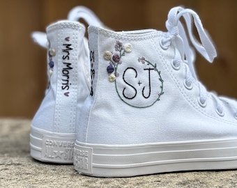 Converse alte da matrimonio personalizzate con ricami a mano