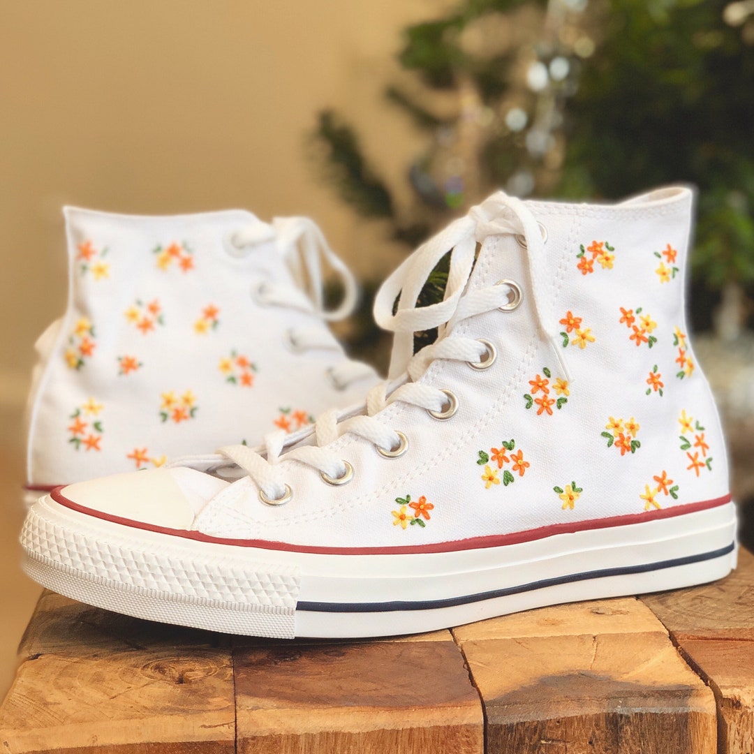 Custom Converse Chuck Taylor Embroidered Flowers - Etsy UK