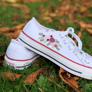hand embroidered pink floral Converse chuck Taylor shoes