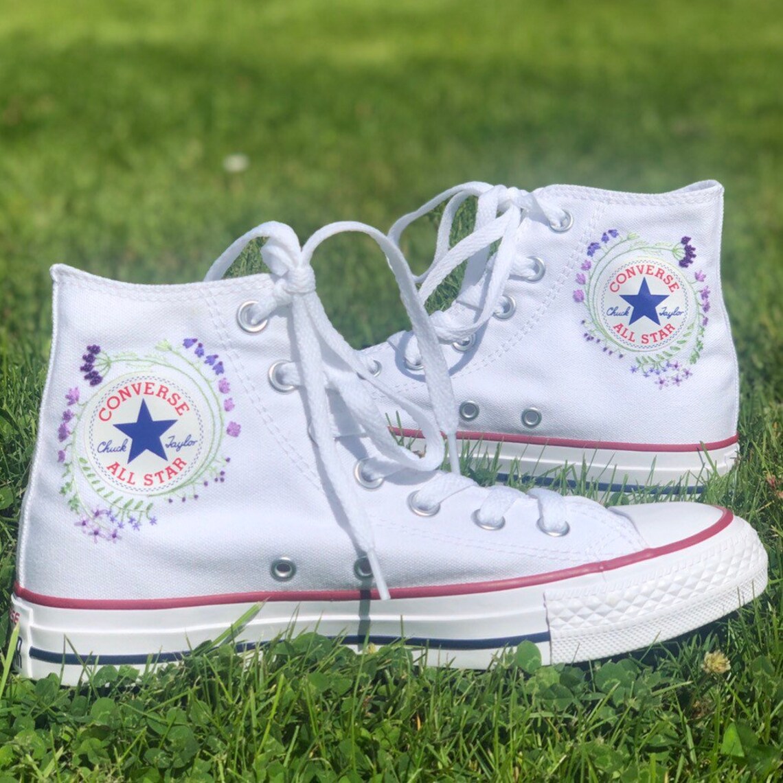 Custom Hand Embroidered Converse - Etsy UK