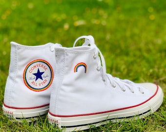 Custom Converse Taylor Embroidered Rainbow Logo Etsy Kong