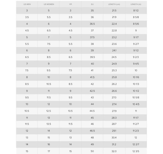 Size Chart Misure Scarpe Jordan Misure Philippe Model Guida Taglie
