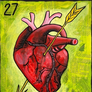 Pintura original da Loteria Mexicana El Corazon