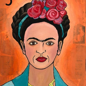 Frida Kahlo Mexicana Loteria Card La Artista Pintura Original