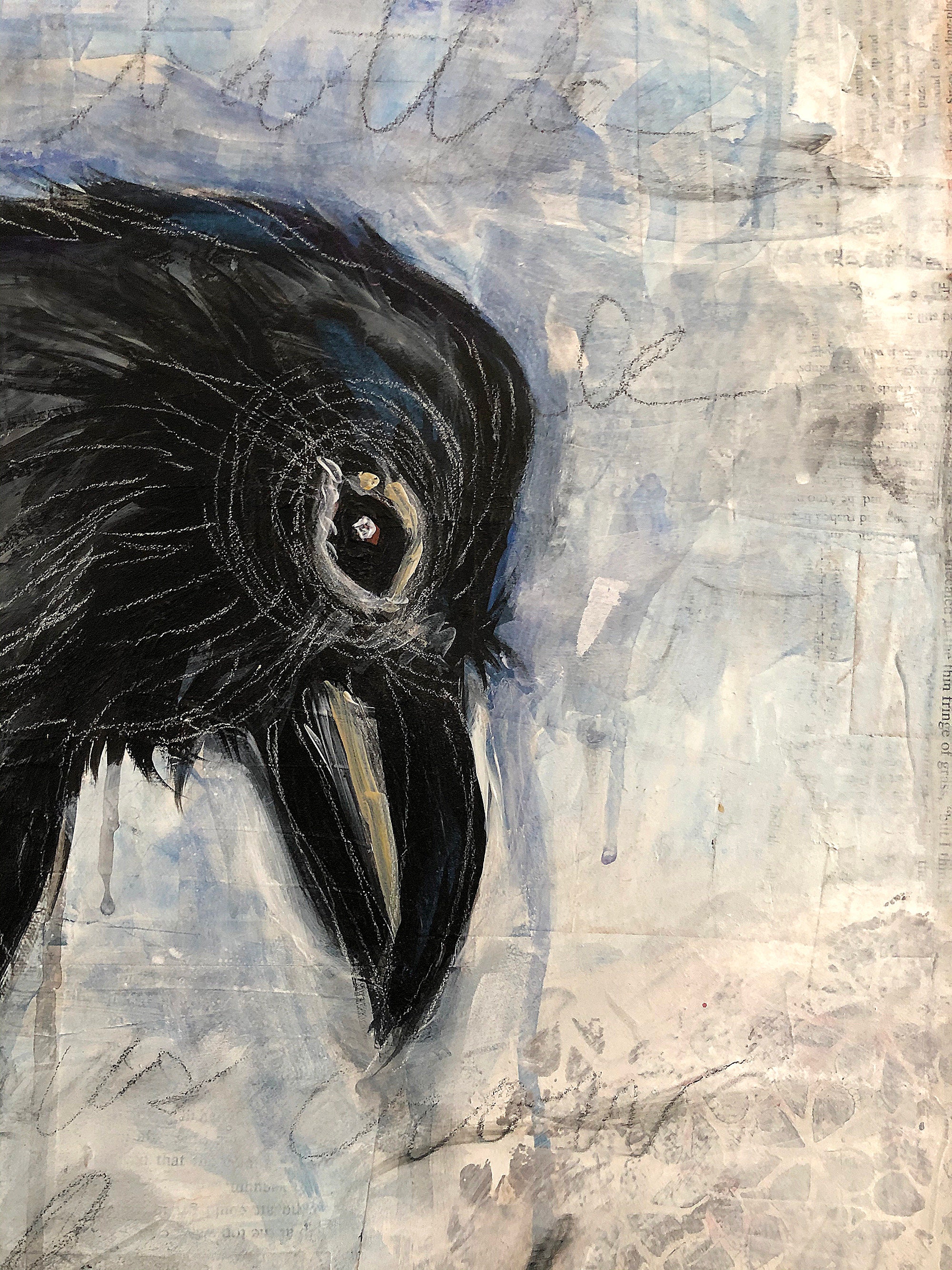 Crow Original Painting From Alice in Wonderland Tweedledum - Etsy
