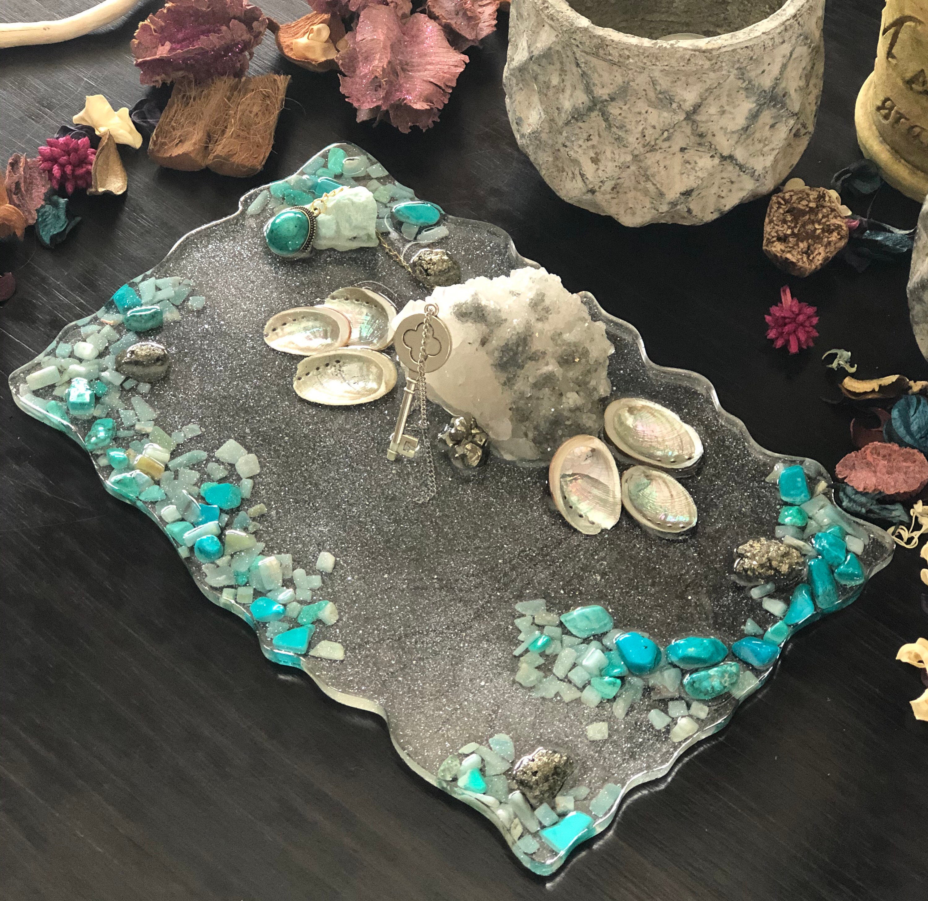 Handmade Under the Sea Decorative Tray with Quartz Cluster Etsy