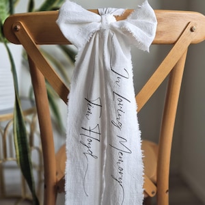 IN LOVING MEMORY chair ribbon, Memorial wedding sign, wedding fabric sign, Reserved chair ribbon