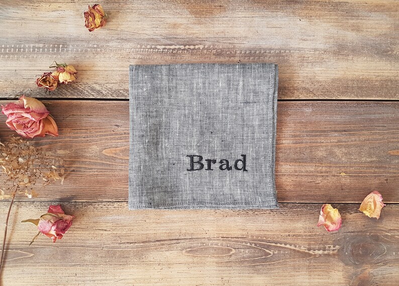 Gift set Personalized linen handkerchief linen pocket Etsy