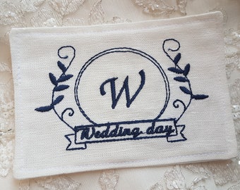 Dress label, wedding dress patch,  embroidered wedding dress label