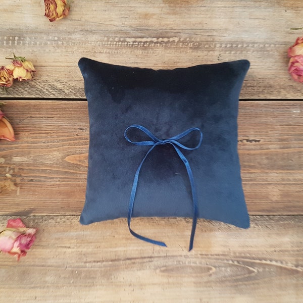 Velvet ring pillow, navy ring pillow, wedding ring pillow, simple ring pillow