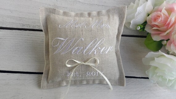 Ring bearer Embroidered ring pillow Wedding Ring Pillow Ring Bearer Pillow