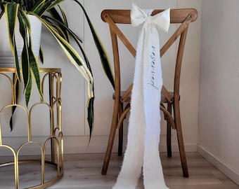 Ruban de chaise RÉSERVÉ, enseigne commémorative, enseigne en tissu de mariage, ruban de chaise réservé