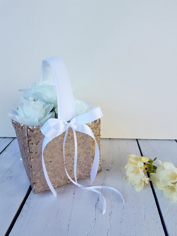 champagne flower girl basket