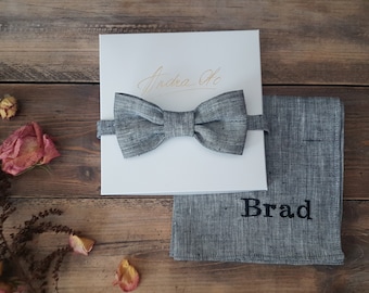 Gift set, Personalized linen handkerchief, linen pocket square, pocket square, mans hankie, handkerchief, handmade hankie