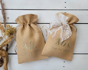 Dollar dance bags, money dance bags, burlap dance bags, personalized dance bags, lace bow dance bags