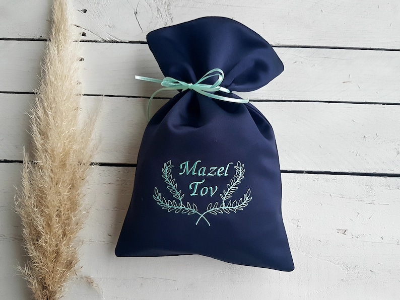 Mazel Tov Glass bag Mazel Tov bag,navy glass bag jewish traditional wedding smash glass pouch jewish traditional ceremony,couples gift