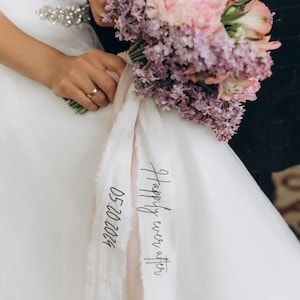 Bridal Bouquet Ribbon, custom wrap Personalised weding sash wedding gift, brides keepsake, brides flowers, monogram ribbon for wedding decor