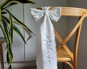 PERSONALIZED chair ribbon, Memorial wedding sign, wedding fabric sign, Reserved chair ribbon