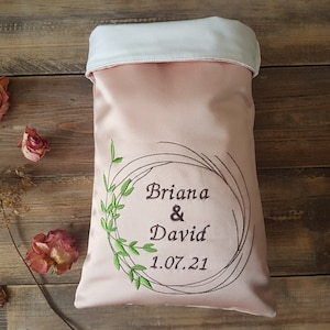 Rose gold glass bag, Jewish wedding ceremony, Jewish wedding, breaking glass bag, monogram bag, personalized glass bag, Mazel Tov bag