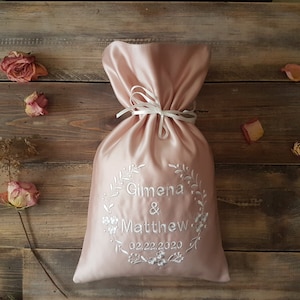 Rose gold glass smash bag, Jewish wedding ceremony, Jewish wedding, breaking glass bag, monogram bag, personalized glass bag, Mazel Tov bag