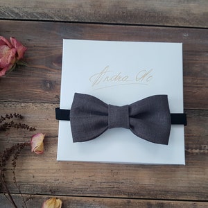 Brown bow tie,  linen bow tie, pre tied bow, bow tie, wedding bow tie, mans bow tie, kids bow tie
