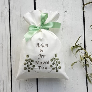 Glass smash bag, eucalyptus bag, jewish traditional ceremony, jewish wedding, personalized glass bag, mazel tov bag