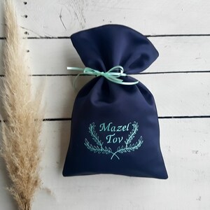 Mazel Tov Glass bag, smash glass pouch, jewish traditional ceremony,couples gift, Mazel Tov bag,navy glass bag, jewish traditional wedding