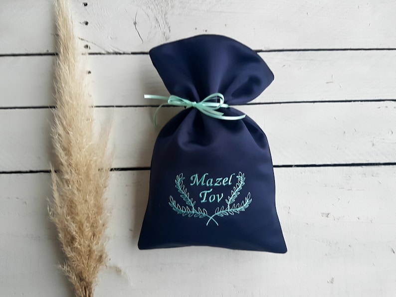 Mazel Tov Glass bag Mazel Tov bag,navy glass bag jewish traditional wedding smash glass pouch jewish traditional ceremony,couples gift