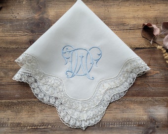 Wedding handkerchief, Brides handkerchief, Bridesmaids gift, Christening gift