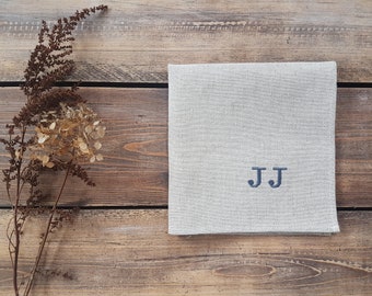 Monogrammed linen handkerchief, linen pocket square, pocket square, mans hankie, handkerchief, handmade hankie