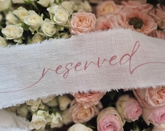 RESERVED seat ribbon,reserved seat, wedding fabric sign, Reserved chair ribbon, bridal chair, birthday chair