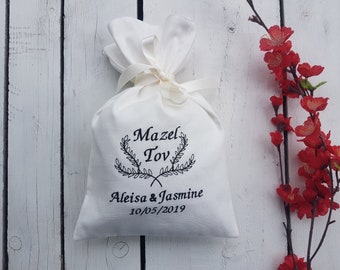 Mazel Tov Glass bag, smash glass pouch, jewish traditional ceremony,couples gift, Mazel Tov bag