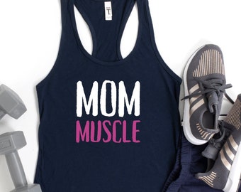 Canotta con spalle scoperte muscolose mamma, camicia da allenamento, camicia da mamma, canotta per donne, canotta da palestra camicia madre, canotta mamma, canotta con spalle scoperte ideale da donna